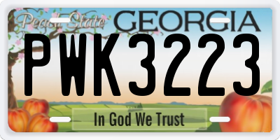 GA license plate PWK3223