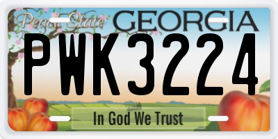 GA license plate PWK3224