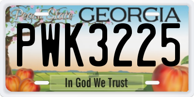 GA license plate PWK3225