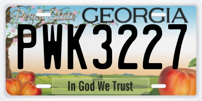 GA license plate PWK3227