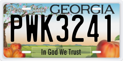 GA license plate PWK3241