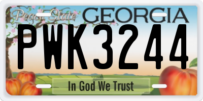 GA license plate PWK3244