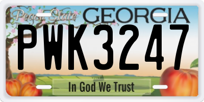 GA license plate PWK3247