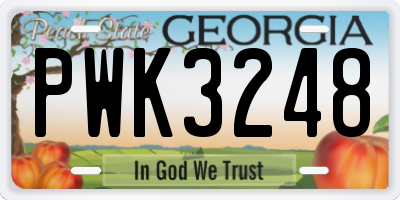 GA license plate PWK3248