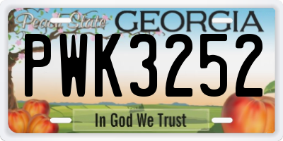 GA license plate PWK3252