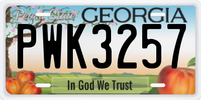 GA license plate PWK3257