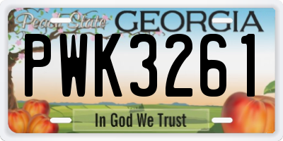 GA license plate PWK3261