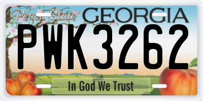 GA license plate PWK3262