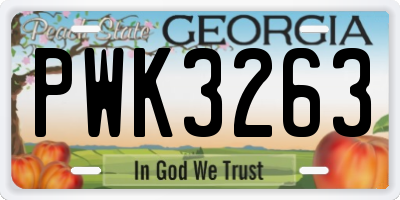 GA license plate PWK3263