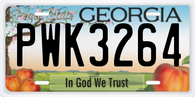 GA license plate PWK3264