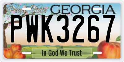GA license plate PWK3267