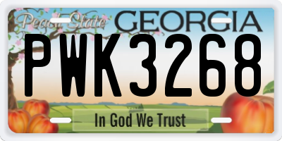 GA license plate PWK3268