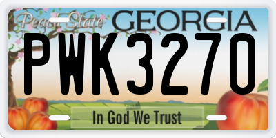 GA license plate PWK3270