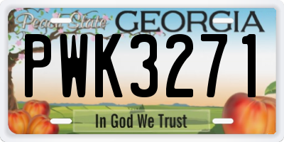 GA license plate PWK3271