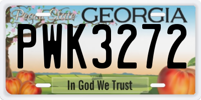 GA license plate PWK3272