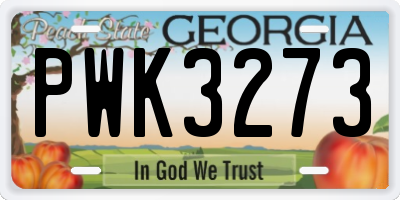 GA license plate PWK3273