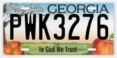GA license plate PWK3276