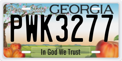 GA license plate PWK3277