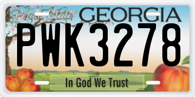 GA license plate PWK3278