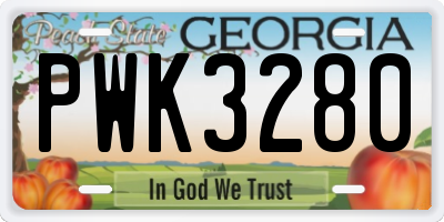 GA license plate PWK3280