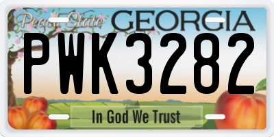 GA license plate PWK3282