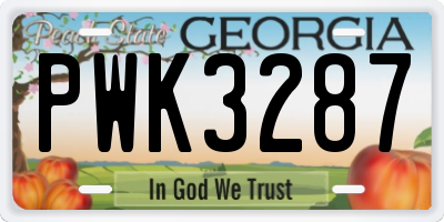 GA license plate PWK3287