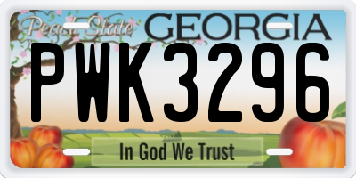 GA license plate PWK3296