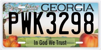 GA license plate PWK3298