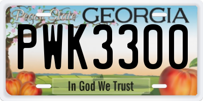 GA license plate PWK3300