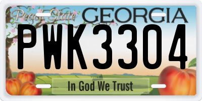 GA license plate PWK3304