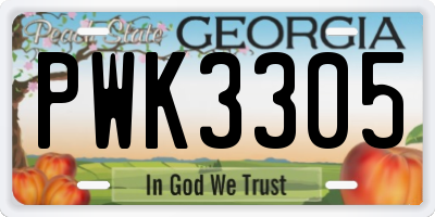 GA license plate PWK3305