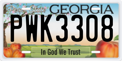 GA license plate PWK3308