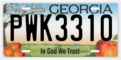 GA license plate PWK3310