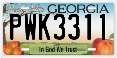 GA license plate PWK3311