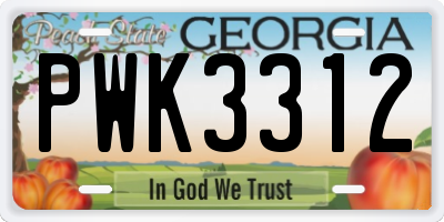 GA license plate PWK3312