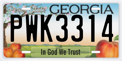 GA license plate PWK3314
