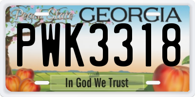 GA license plate PWK3318