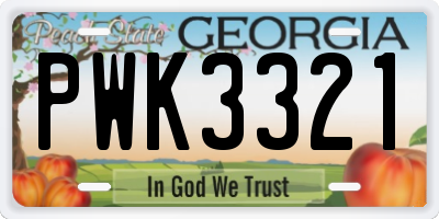 GA license plate PWK3321