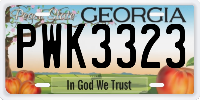 GA license plate PWK3323