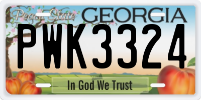 GA license plate PWK3324