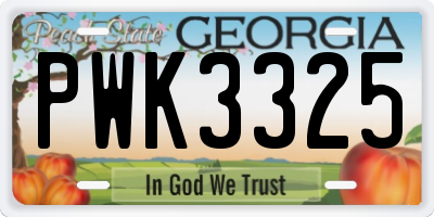 GA license plate PWK3325