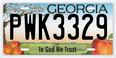 GA license plate PWK3329