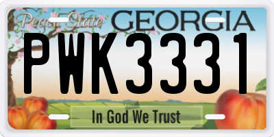 GA license plate PWK3331