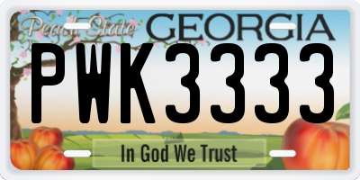 GA license plate PWK3333