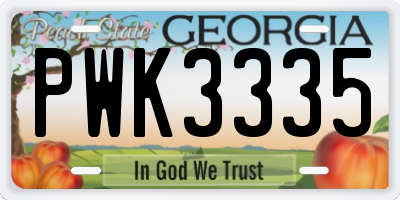 GA license plate PWK3335