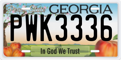 GA license plate PWK3336