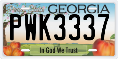 GA license plate PWK3337