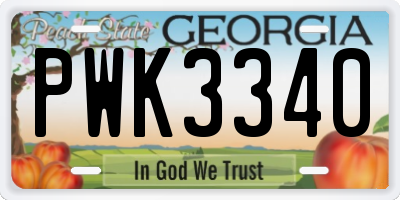 GA license plate PWK3340