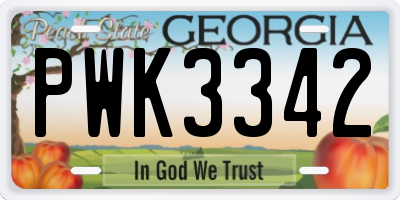 GA license plate PWK3342