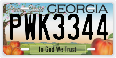 GA license plate PWK3344